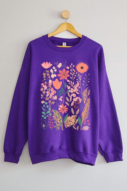 Wildflower Floral Graphic Fleece Sweatshirts