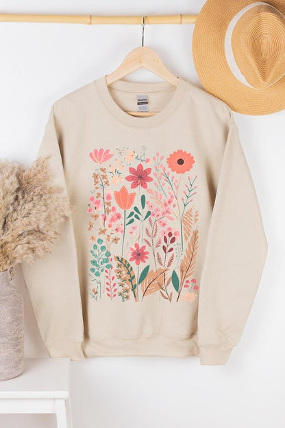 Wildflower Floral Graphic Fleece Sweatshirts