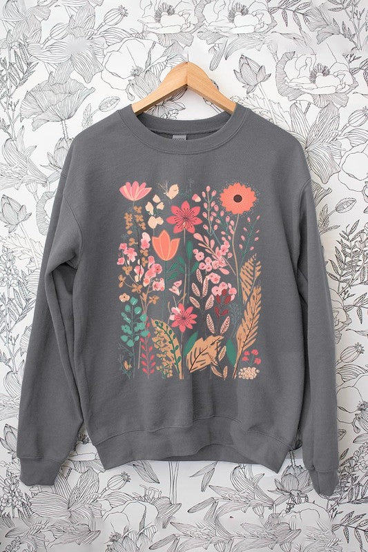 Wildflower Floral Graphic Fleece Sweatshirts