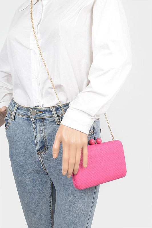 Faux Straw Iconic Box Clutch