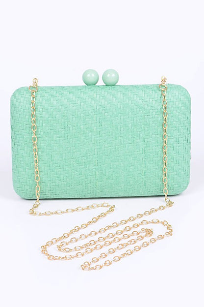 Faux Straw Iconic Box Clutch