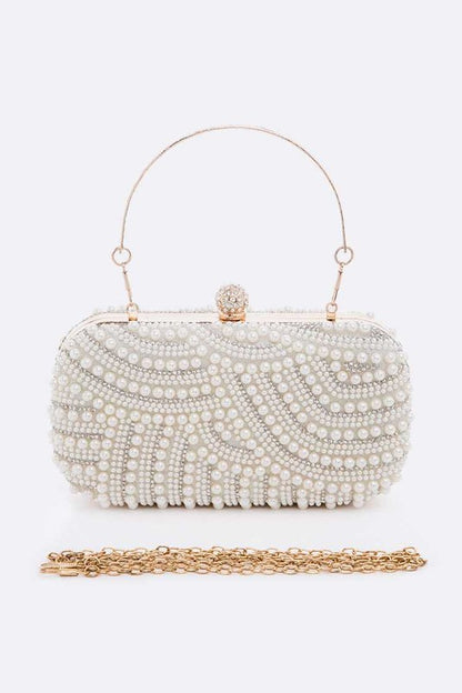 Pearl Embellshment Bridal Box Clutch