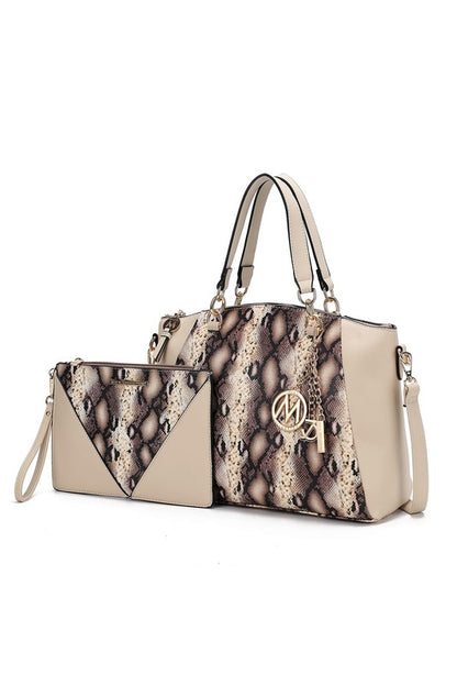 MKF Addison Snake Embossed Tote Bag and Wallet Mia