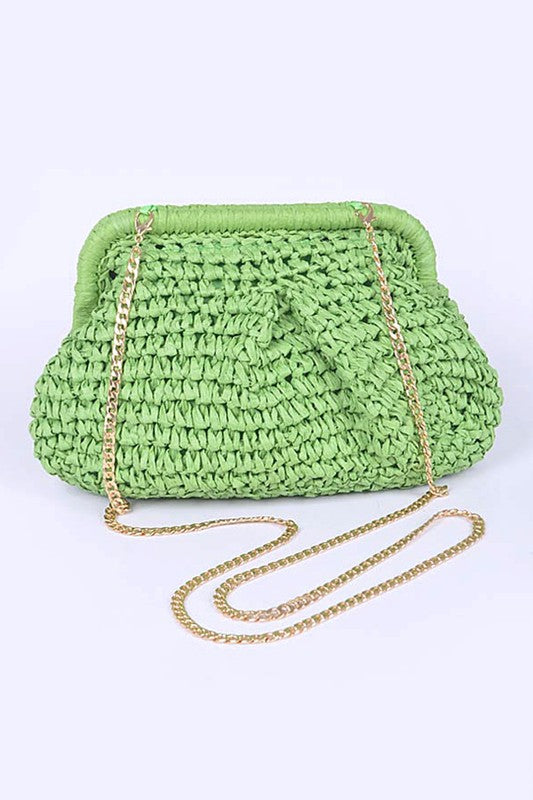 Color Straw Crossbody Bag