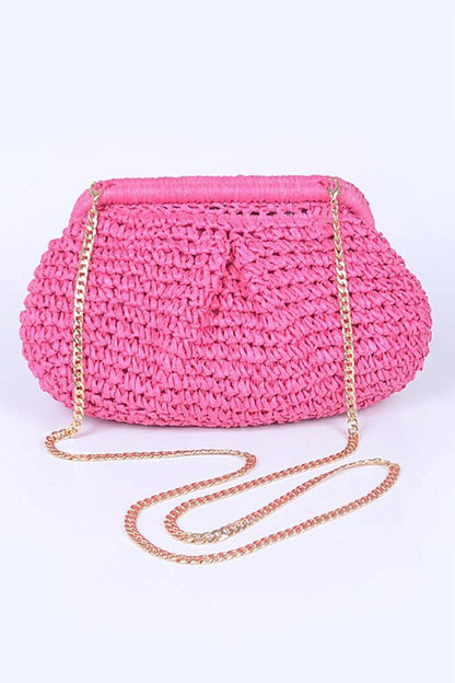 Color Straw Crossbody Bag