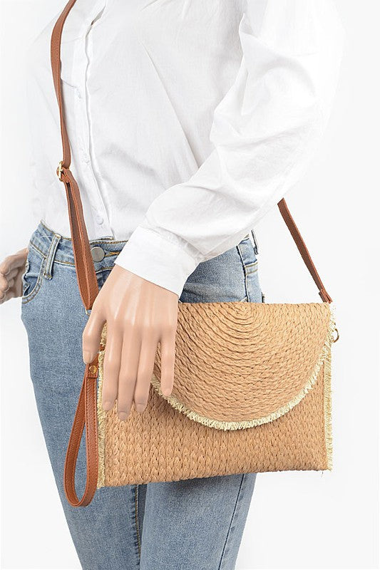 Convertible Straw Clutch Swing Bag