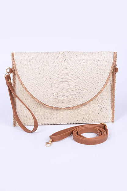 Convertible Straw Clutch Swing Bag