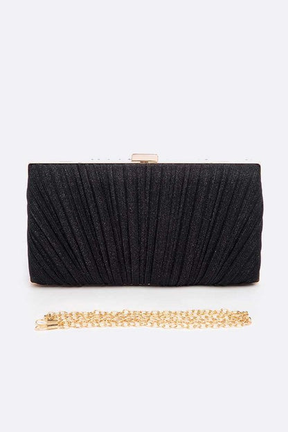 Metallic Pleated Bridal Party Box Clutch