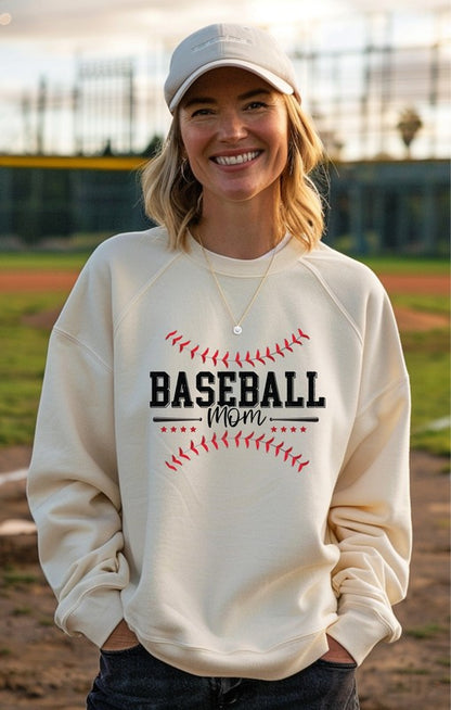 Baseball Mom Red Stitch Crewneck Sweatshirt