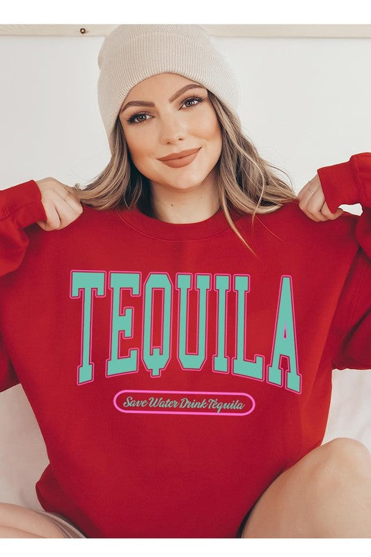 Tequila Drink Oversized Graphic Fleece Sweatshirts