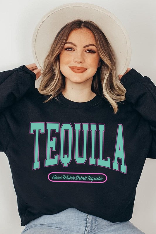 Tequila Drink Oversized Graphic Fleece Sweatshirts