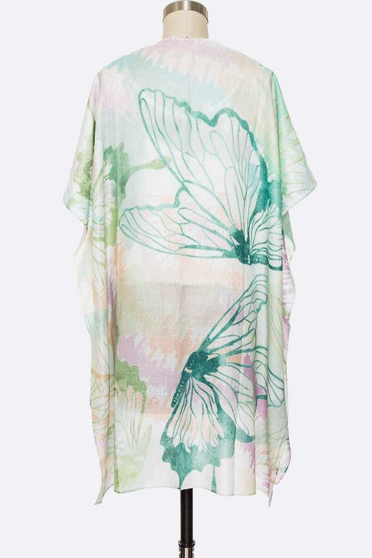 Flower Printed Light Weight Kimono Cardigan