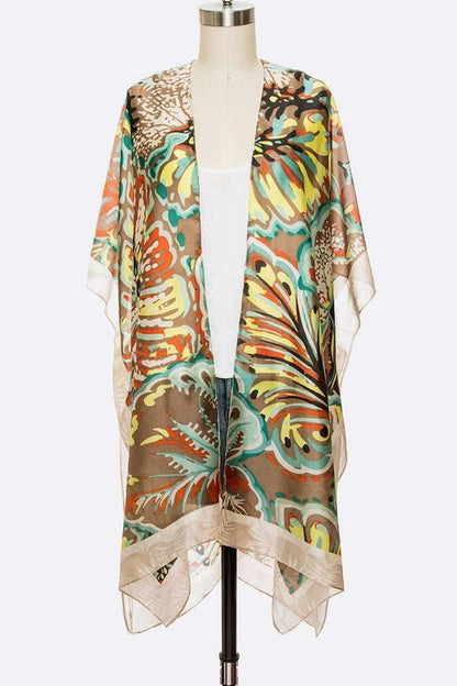 Mix Print Light Weight Kimono Cardigan