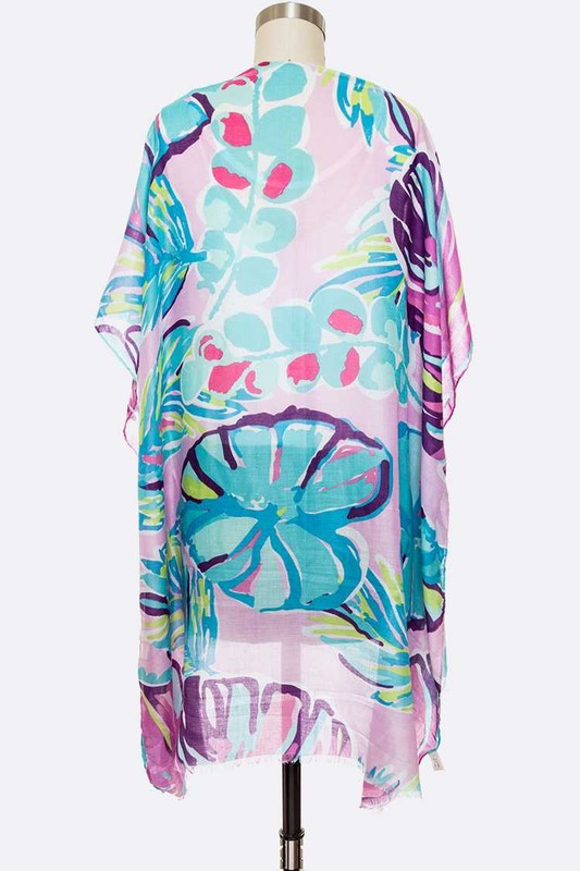 Tropical Floral Print Light Weight Kimono Cardigan