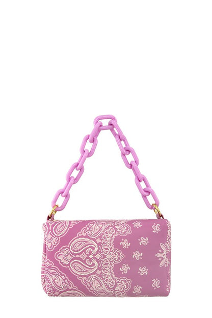 Paisley Print Rectangular Bag with Strap