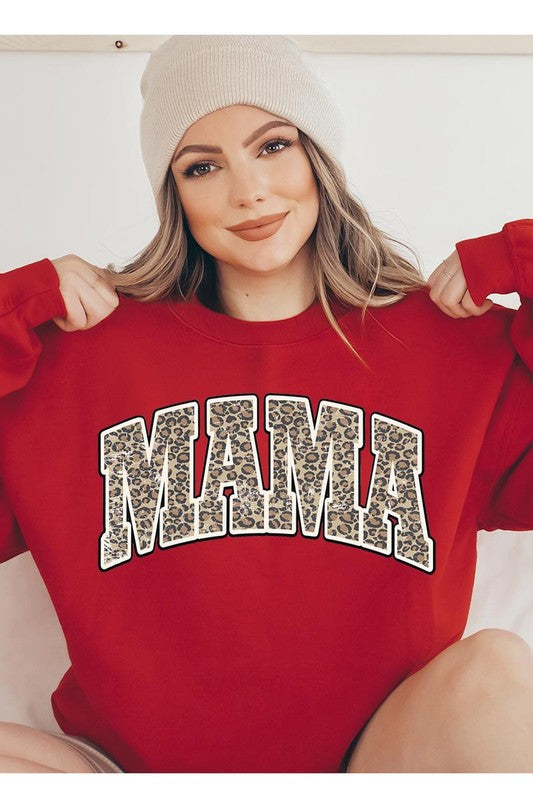 LEOPARD MAMA Oversized Graphic Fleece Sweatshirts