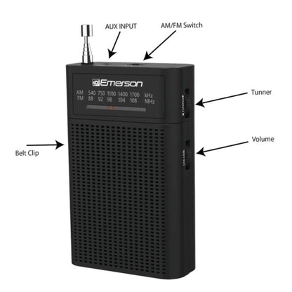 Emerson Portable AMFM Radio with Built-In Speaker