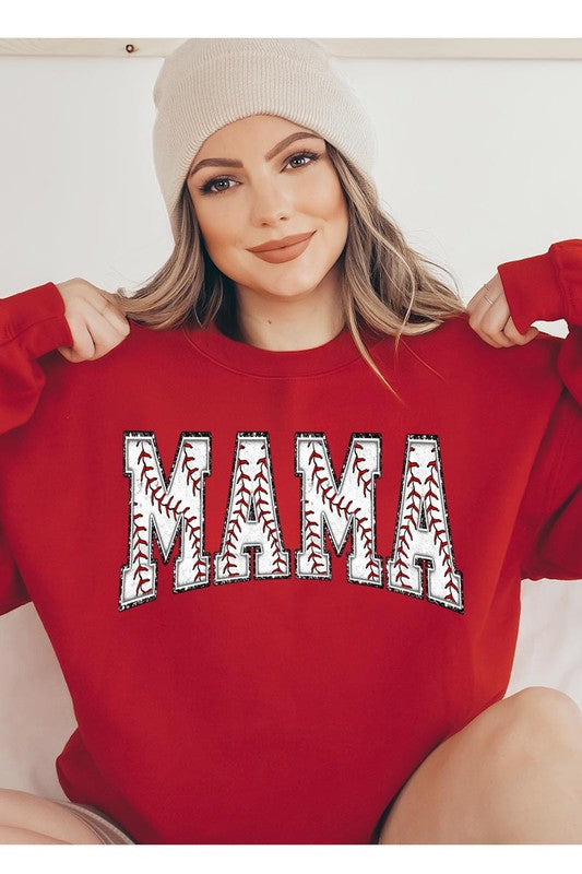 Baseball Mama Oversized Graphic Fleece Sweatshirts