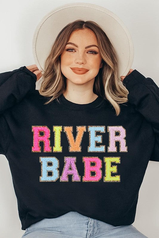 River Babe Oversized Graphic Fleece Sweatshirts