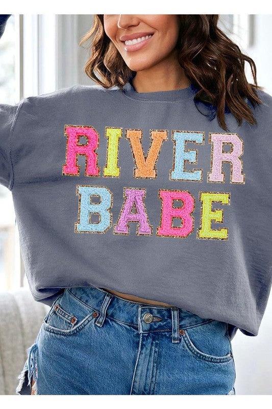 River Babe Oversized Graphic Fleece Sweatshirts