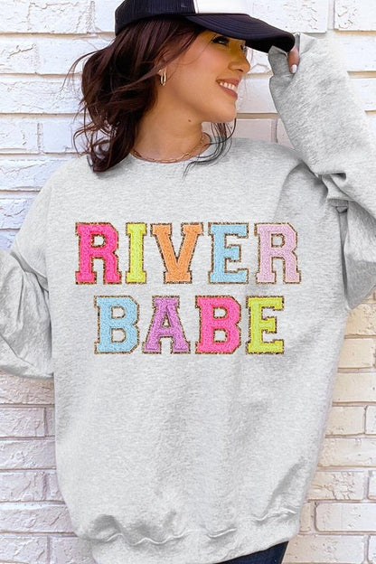 River Babe Oversized Graphic Fleece Sweatshirts