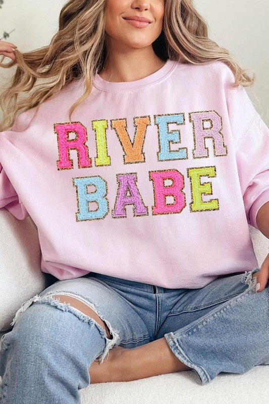 River Babe Oversized Graphic Fleece Sweatshirts