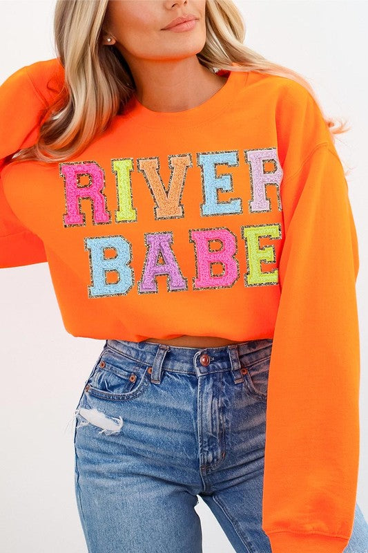 River Babe Oversized Graphic Fleece Sweatshirts