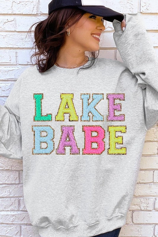 Lake Babe Oversized Graphic Fleece Sweatshirts