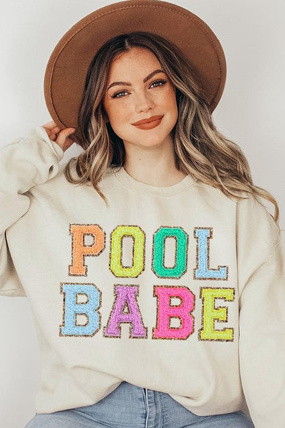 Pool Babe Oversized Graphic Fleece Sweatshirts