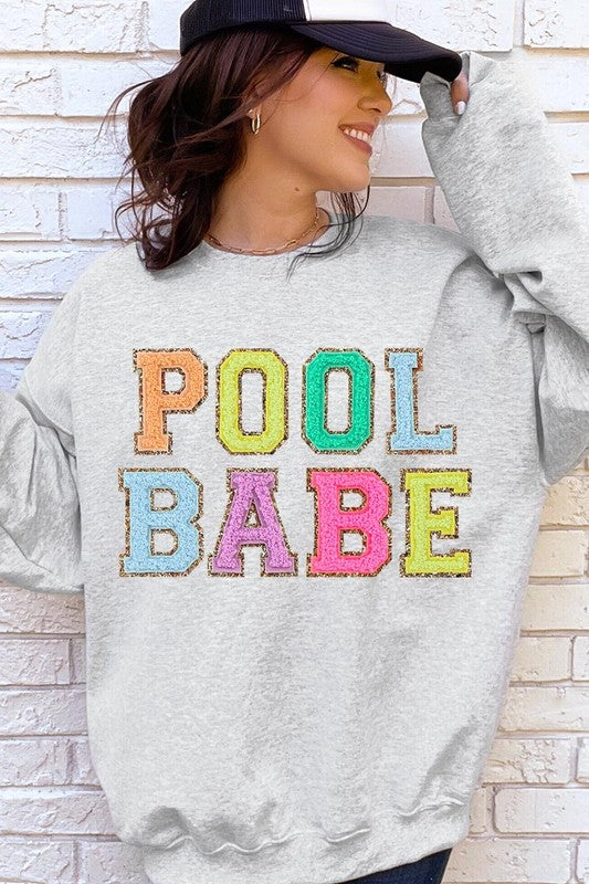 Pool Babe Oversized Graphic Fleece Sweatshirts