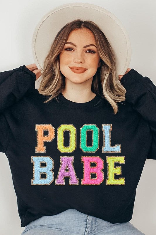 Pool Babe Oversized Graphic Fleece Sweatshirts