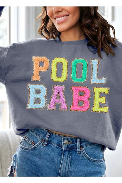 Pool Babe Oversized Graphic Fleece Sweatshirts