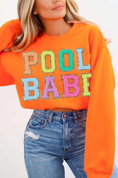 Pool Babe Oversized Graphic Fleece Sweatshirts