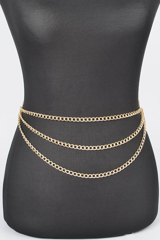 Plus Size Iconic Logo Layered Chain Belt