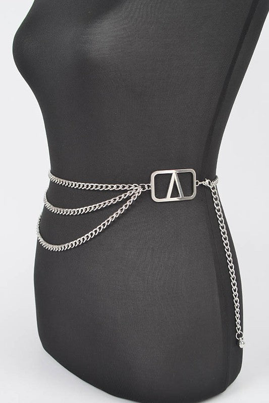 Plus Size Iconic Logo Layered Chain Belt