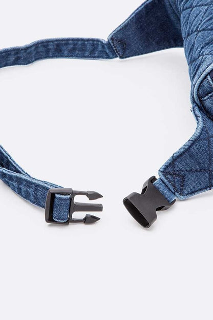 Washed Denim Quilted Fanny Pack