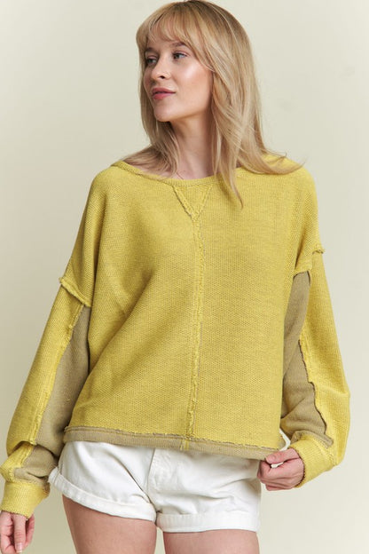 LONG DOLMAN SLEEVE ROUND NECK CASUAL KNIT SWEATER