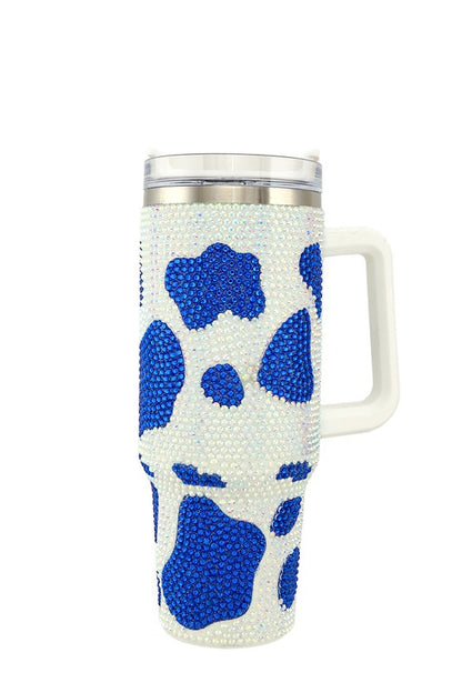 Rhinestone Milk Cow Patten Tumbler