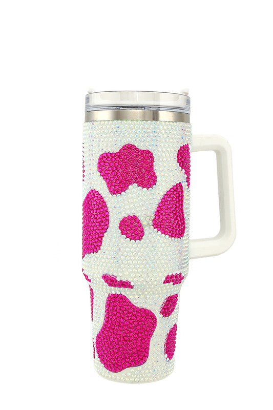 Rhinestone Milk Cow Patten Tumbler