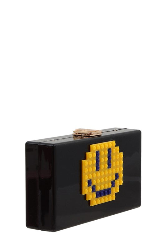 Pixelated Smiley Face Clutch Evening Bag