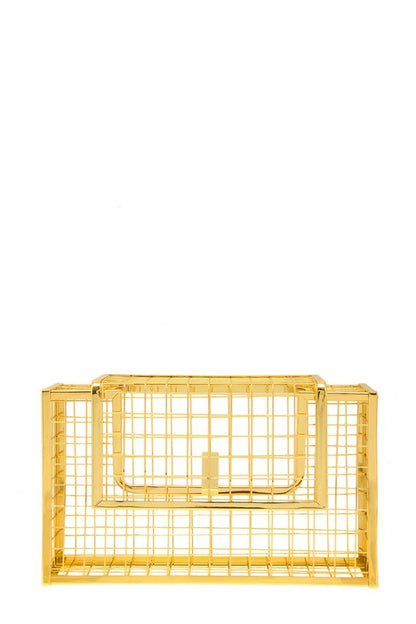 Metal Cage Crossbody Clutch Bag