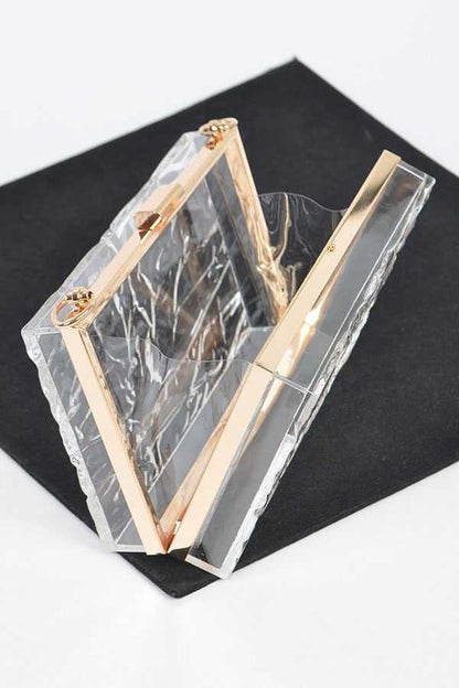 Textured Acrylic Transparent Box Clutch