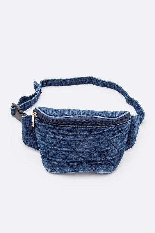 Washed Denim Quilted Fanny Pack