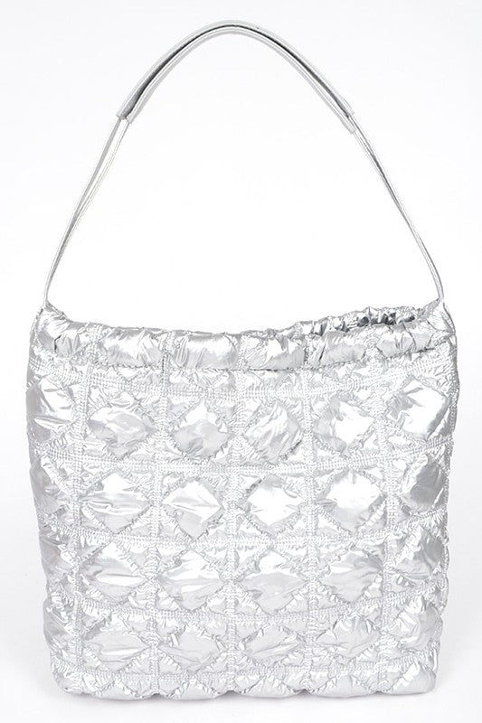 QUILTED BUBBLE NYLON TOTE