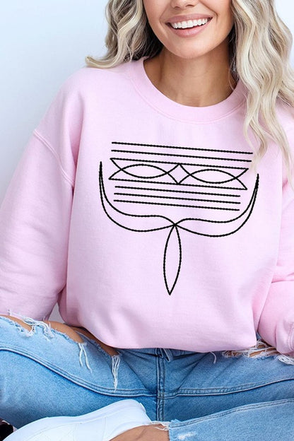 Western Boot Stitch Graphic Fleece Sweatshirts