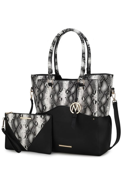 MKF Iris Snake Tote Bag Wristlet Pouch by Mia K