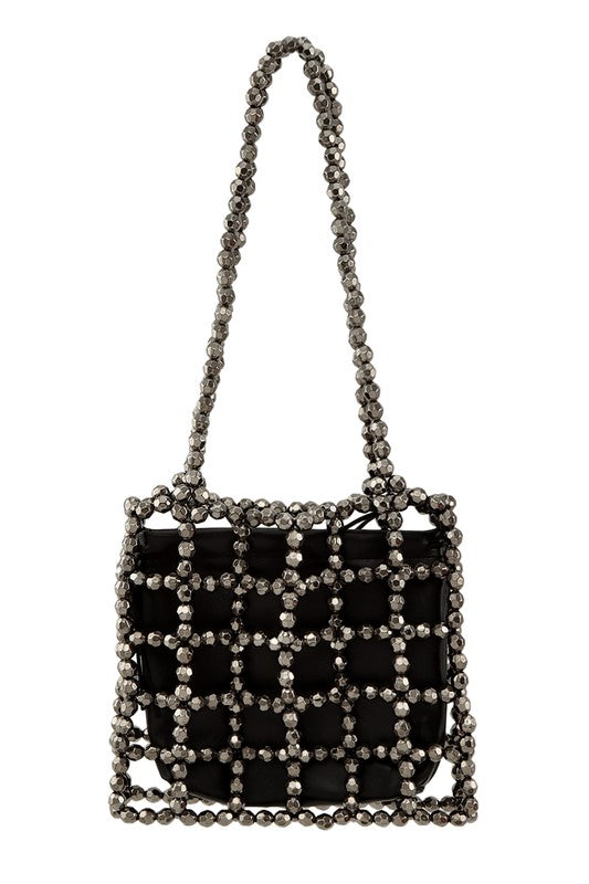 Metal Mesh and Bead Shoulder Bag