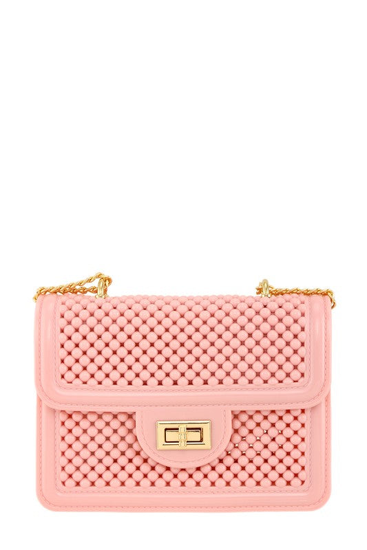 Metal Square Buckle Crossbody Chain Jelly Bag