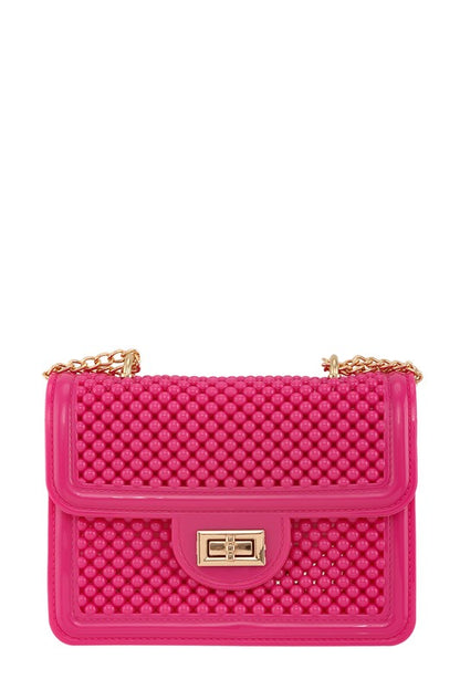 Metal Square Buckle Crossbody Chain Jelly Bag