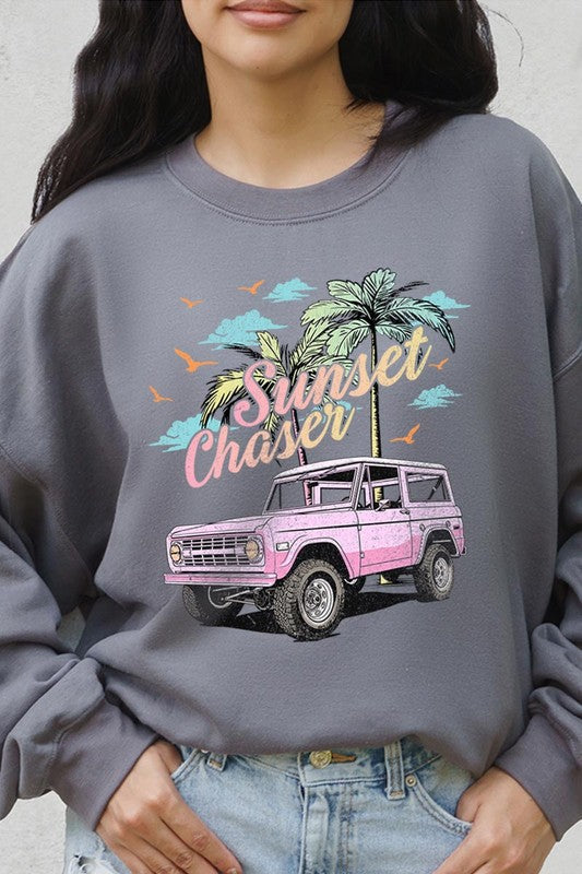 Sunset Chaser Bronco Graphic Fleece Sweatshirts